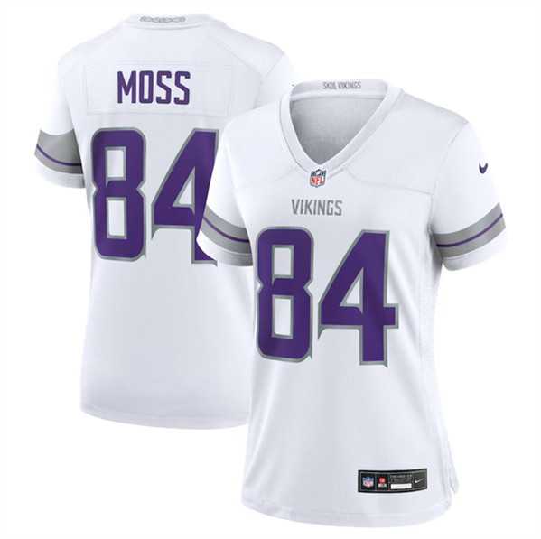 Women%27s Minnesota Vikings #84 Randy Moss White Winter Warrior Limited Football Stitched Jersey Dzhi